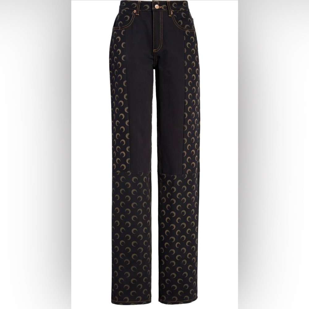 Marine Serre Moon Coated Straight Leg Jeans- NWT